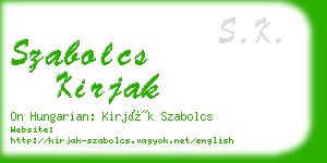 szabolcs kirjak business card